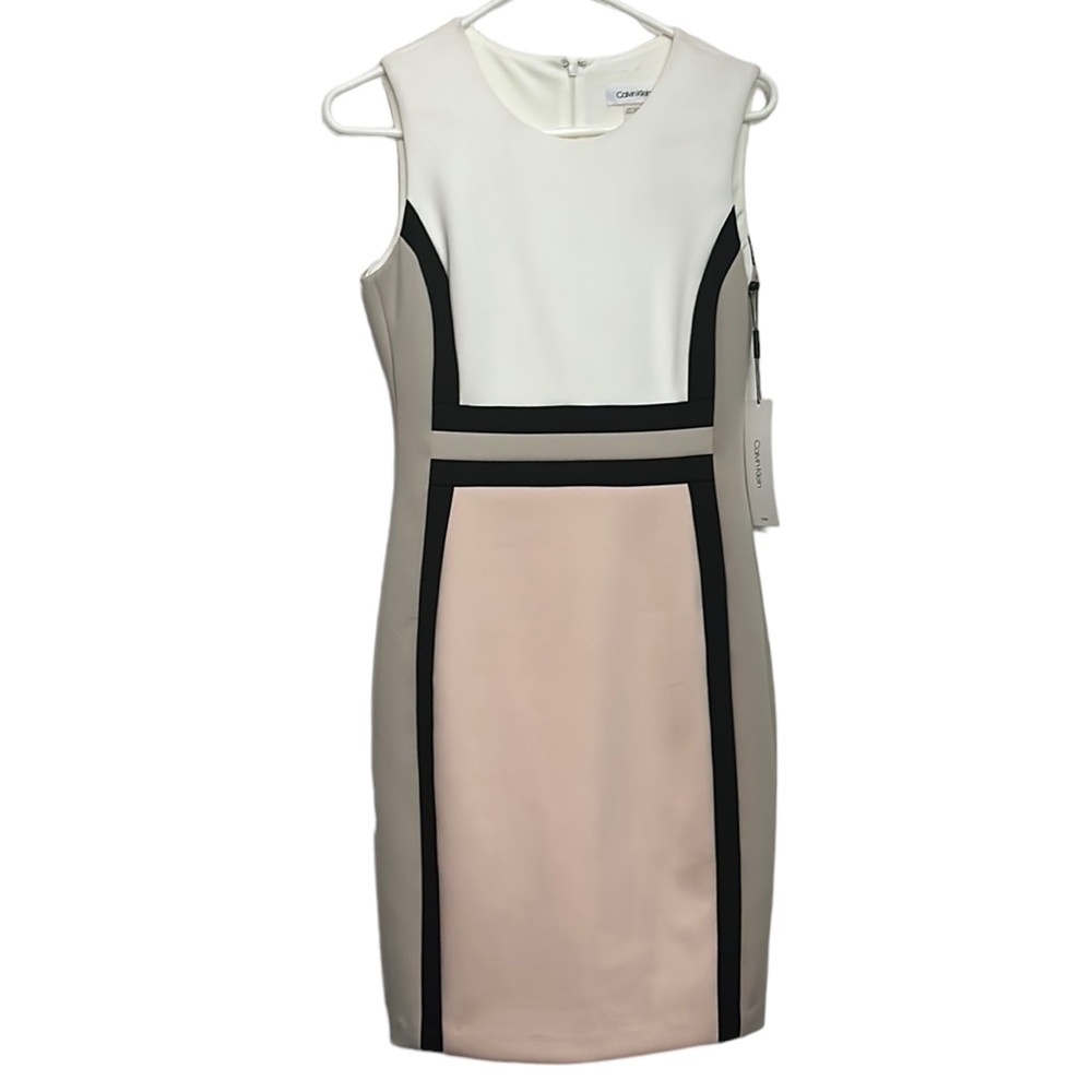 Calvin Klein sheath pink white business casual womens size 4